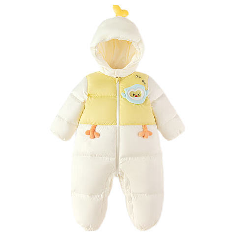 BALABALA Children's Clothing, Baby Onesie down Jacket, Faux Two-Piece Design, Infant Clothing, Winter Outfit, for Boys And Girls, Warm, Thick, Fashionable