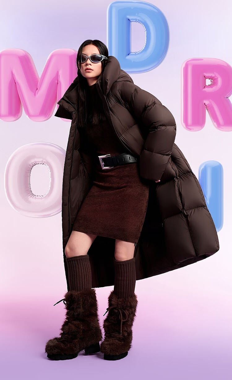 BOSIDENG Off-Season Women's Down Puff Jacket Winter 90% Down Thickened Detachable Hood Loose Extra Long Coat Mall Same Style 7