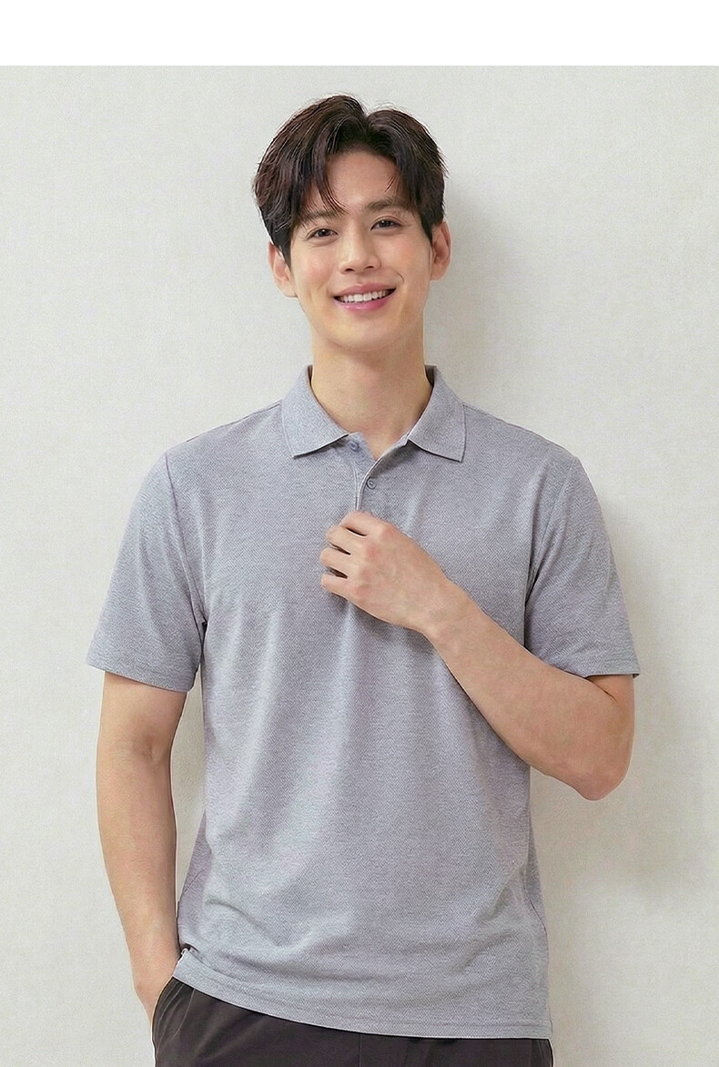 Romon Ice Silk Short Sleeve T-Shirt Men's Summer Business Casual Polo Collar Base Shirt Middle-aged and Young Dad Men's Wear 13