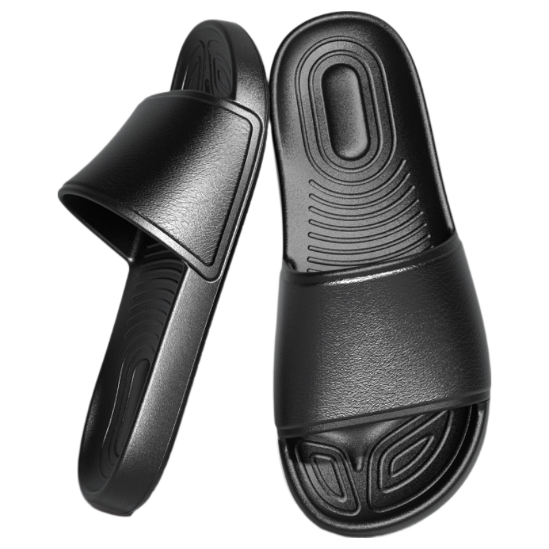 HIPANDA Men's Summer Slippers Cool Breathable EVA Lightweight Non-Slip Odor-Resistant Home Use Dark Night Black Size 42-43
