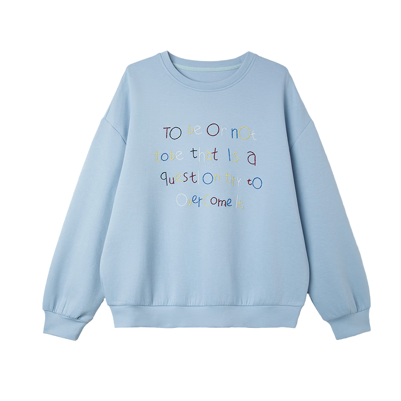 Demana Soft Air Layer Spring Commuter 3D Colorful Embroidered Thread Crewneck Drop Shoulder Loose Petite Women's Sweatshirt