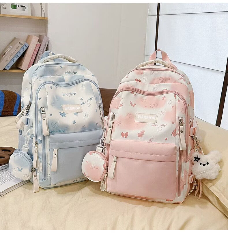 Warrior Backpack for Middle School Girls Blue High School Students 2026 New Stylish Large Capacity Lightweight Spine Protection Double Shoulder Bag 8