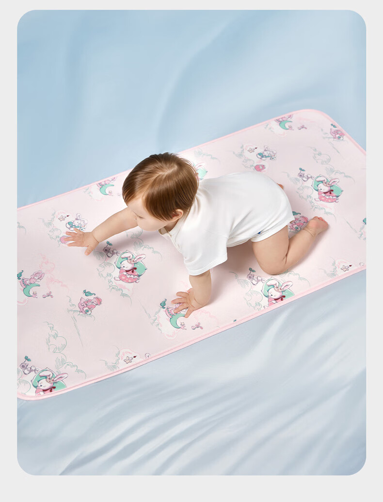 Babycare Baby Breathable Sweat-Absorbing Cooling Mat Baby Crib Ice Silk Mat Children's Washable Balloon Travel 100*56CM 9