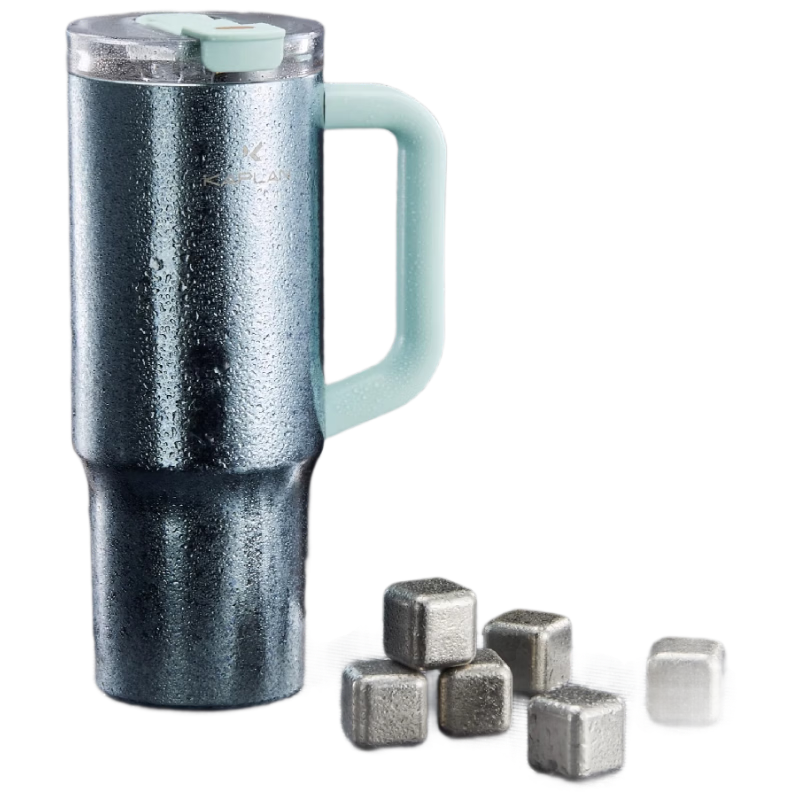 Kapok Ice King Large Capacity Tumbler Coffee Insulated Water Bottle Car Portable [Black Myth Silver]