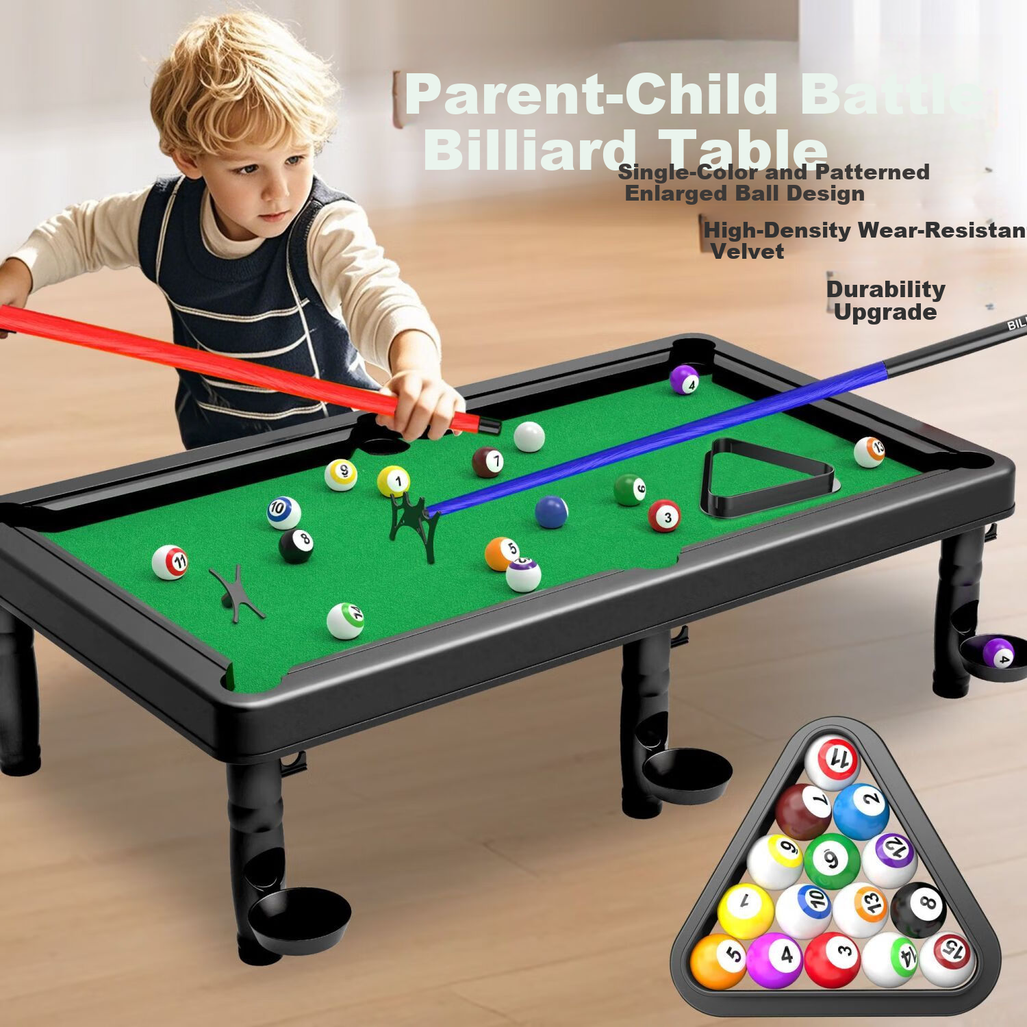 Aibilu Kids Mini Billiards Table Toy Home Pool Table Educational Game for Boys Parent-Child Interaction Birthday Gift 2