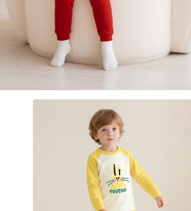 Badi Badi Baby Toddler Pure Cotton Thermal Autumn Clothes Set Unisex Pajamas Gray Guitar Dog 110 5