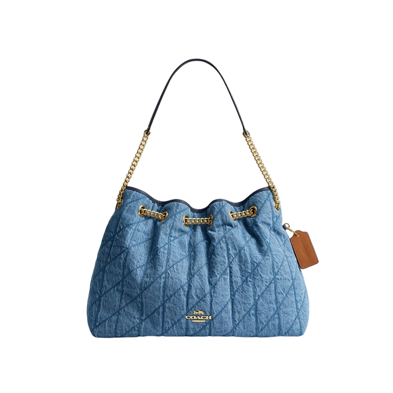 COACH [Brand Direct Supply] EVELYN Shoulder Handbag Chain Bag, Indigo Blue CDC05, Gift