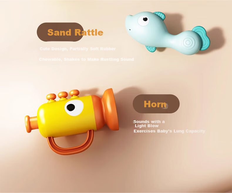 COOKSS Baby Hand Drum 0-1 Year Old 3-6+ Months Children's Percussion Instrument Infant Tambourine Rattle Toy 5