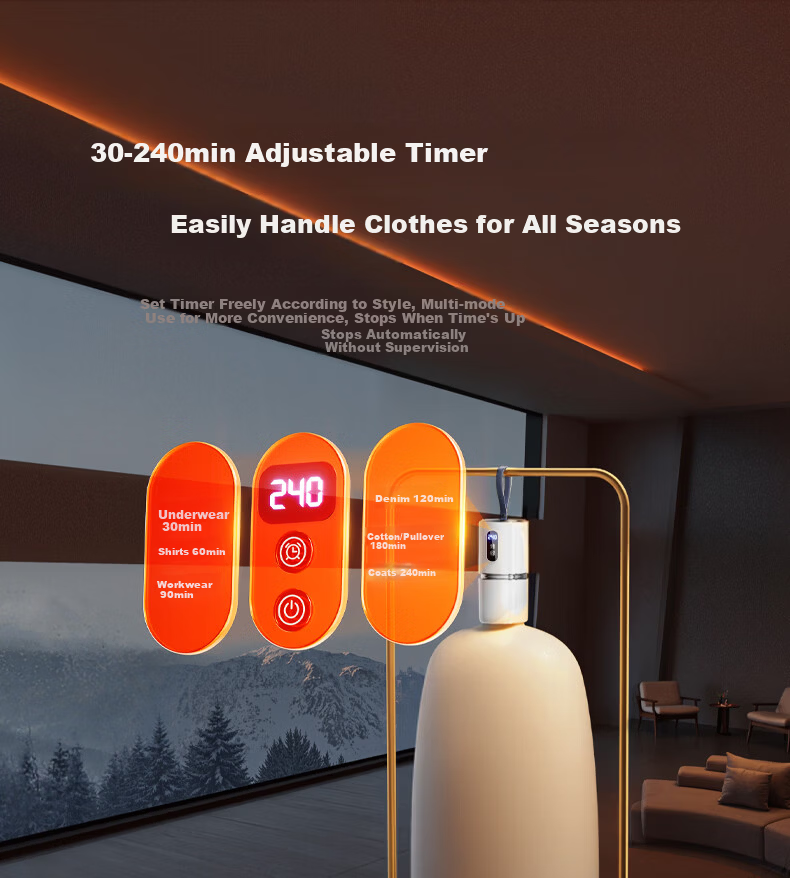 HYUNDAI Portable Dryer Mini Travel Clothes Dryer for Home Underwear Baby Clothes Student Dormitory Foldable High Temperature Smart Chip Timer Cycle 13