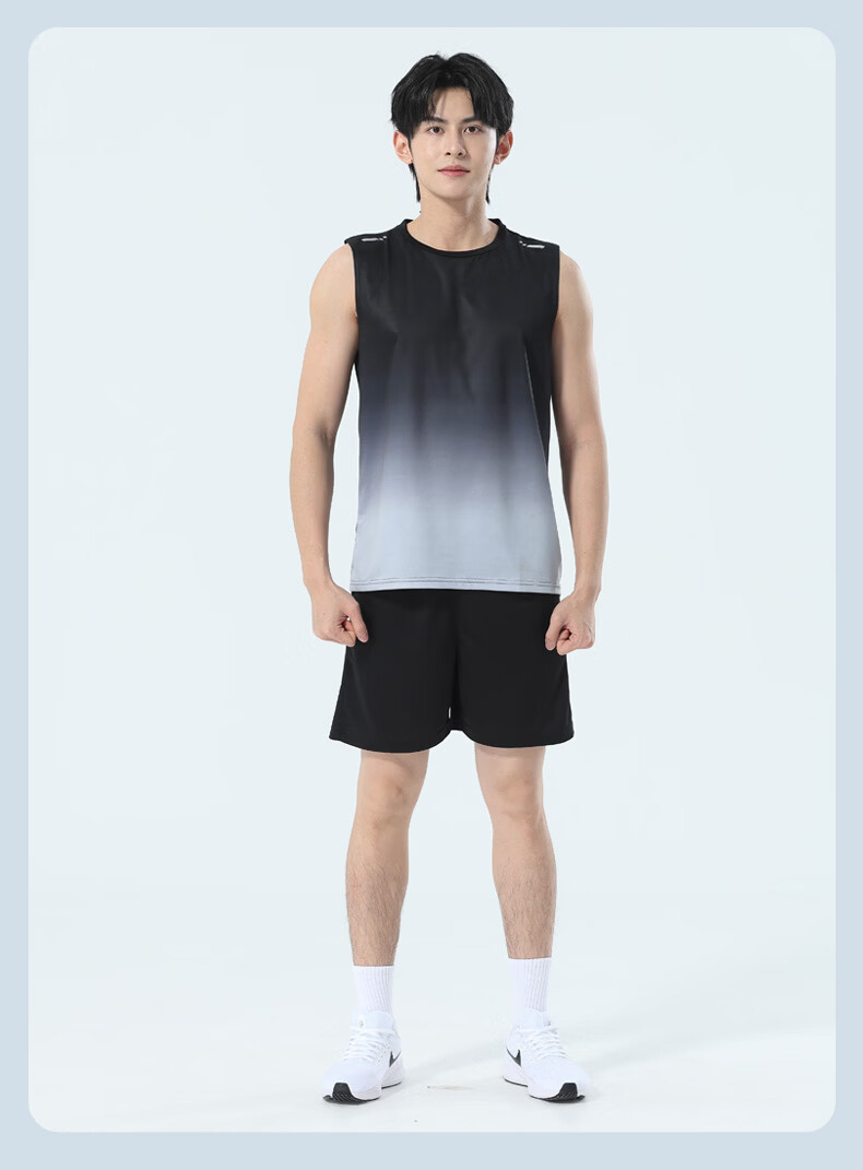 VICTORIATOURIST Men's Summer Sports Set Ice Silk Vest Quick-Dry Gym Basketball Badminton Training Running Gear 16