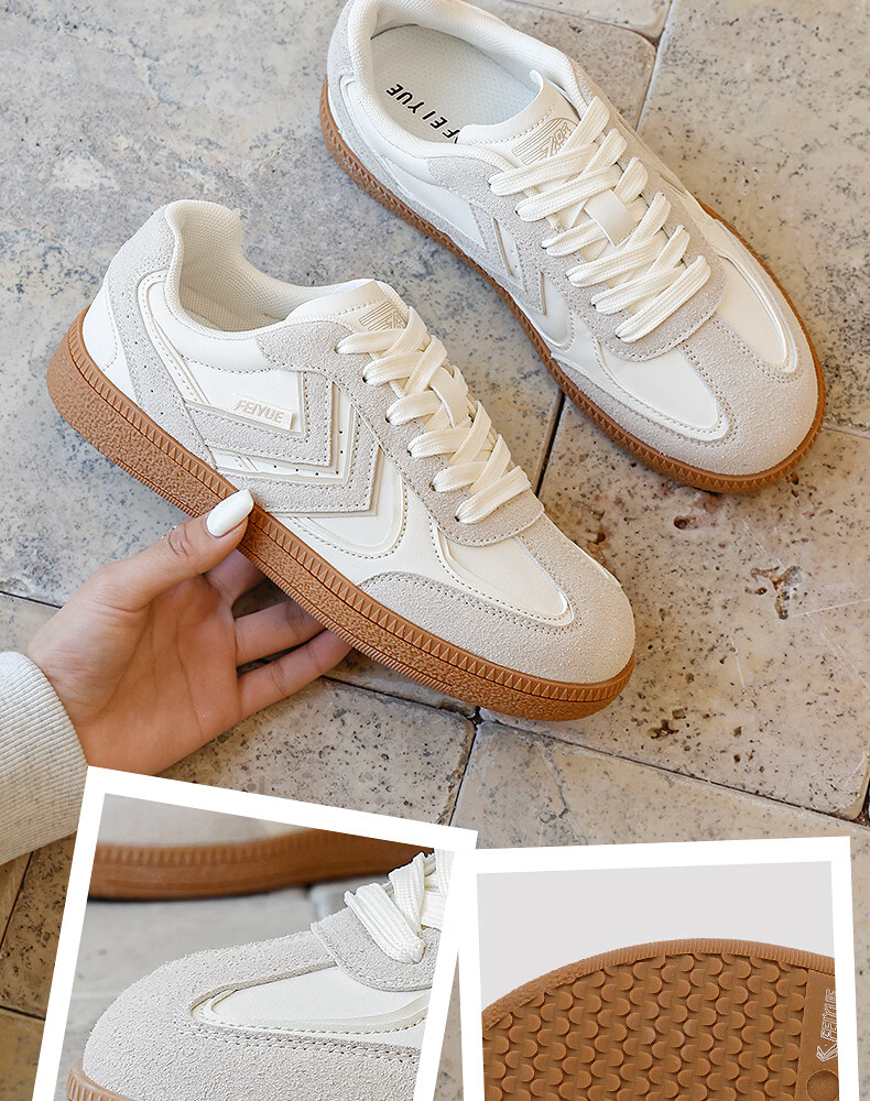 Feiyue Official Women's Sneakers, New Summer 2026 Style, Versatile Lightweight Casual Shoes for Women, Beige Gray, Size 35 5