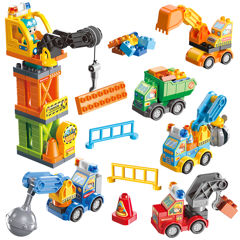 FEELO Compatible LEGO Large Building Blocks Children's Construction Toy Boys Girls Birthday Gift Engineering Vehicle Team Y42043