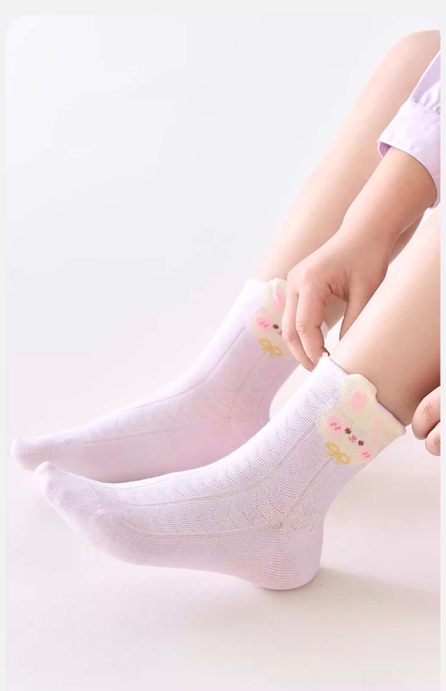 Mianqixiong Girls' Cotton Socks Spring Summer Thin Breathable Mesh Mid-Calf Baby Children's Socks 16