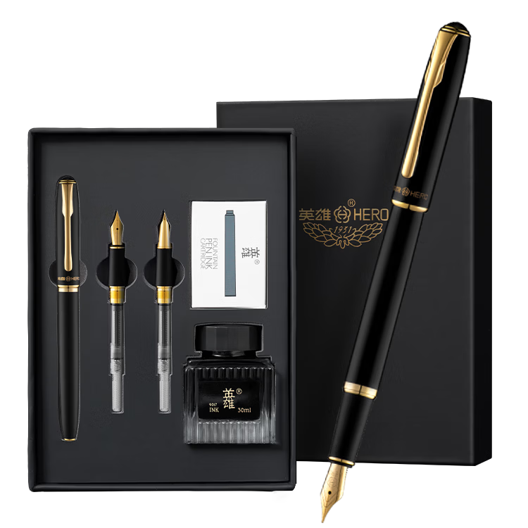 HERO Graduation Gift 3-in-1 Fountain Pen Signature Pen with Fine/Nib/Calligraphy Nib Graduation Student Birthday Gift for Men and Women E522 Moyun Elegant Collection Gift Box