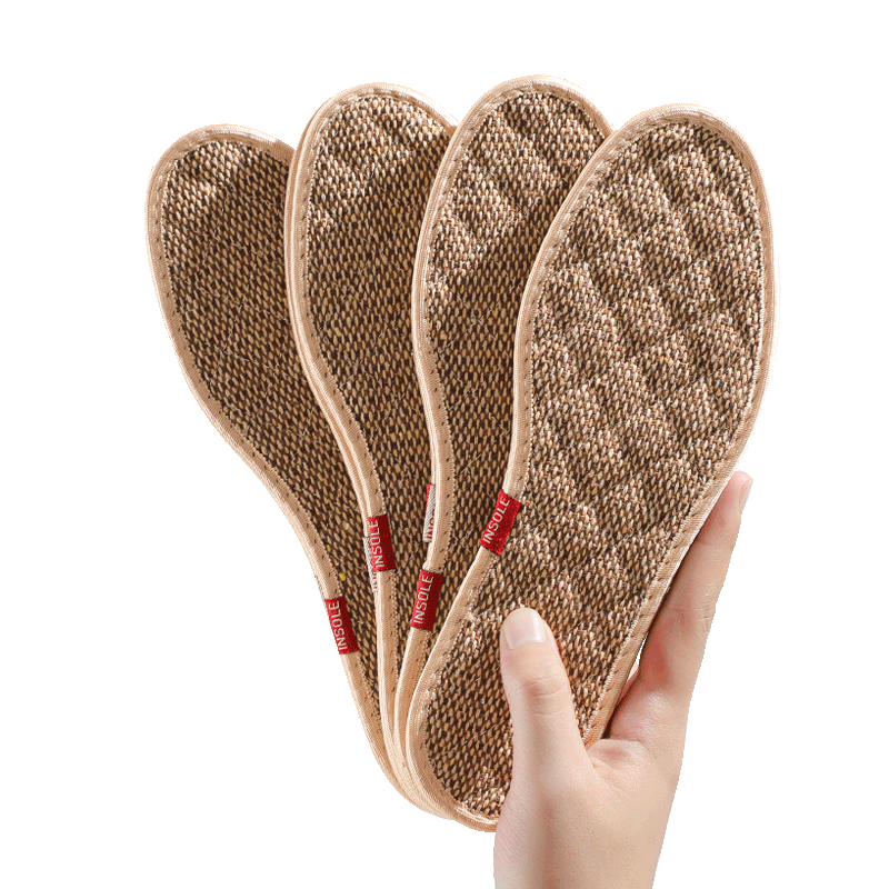 MINISO 3 Pairs Mugwort Cotton Linen Insoles Odor-Resistant Breathable Sweat-Absorbing Men's and Women's Casual Leather Shoes Cotton Fabric Summer Size 40