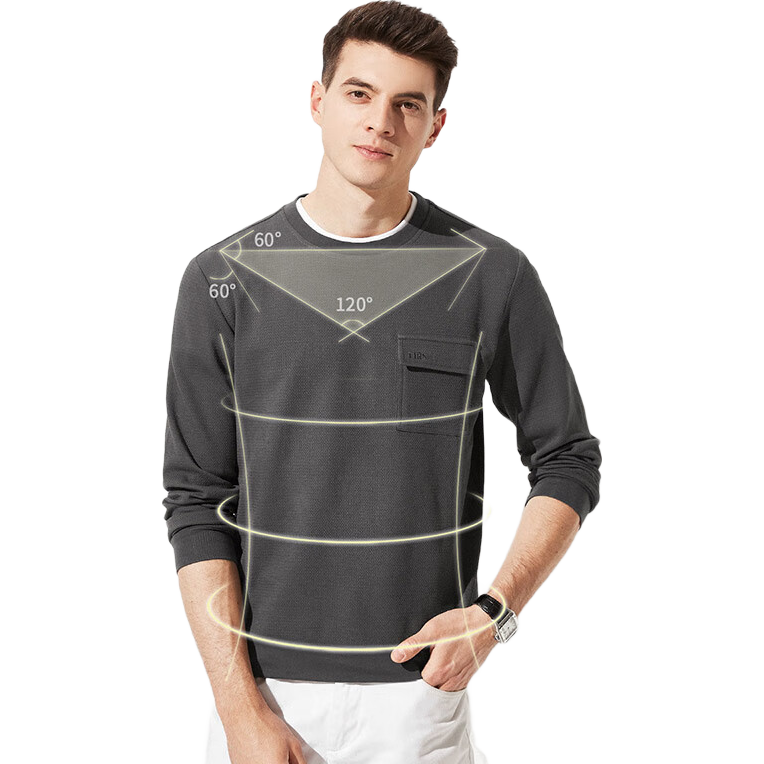 FIRS [With Cotton Texture] Men's Long-Sleeve Sweatshirt, Spring And Autumn Trendy Sports Casual Workwear with Pockets, Elastic Solid Color Menswear