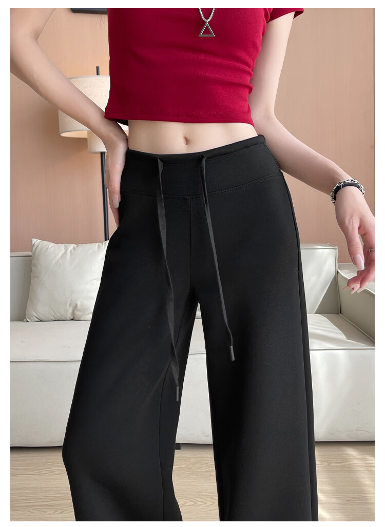 Modal Gray Women's Sweatpants 2026 Spring Summer New High Waist Slim Straight Narrow Casual Wide-Leg Joggers 15