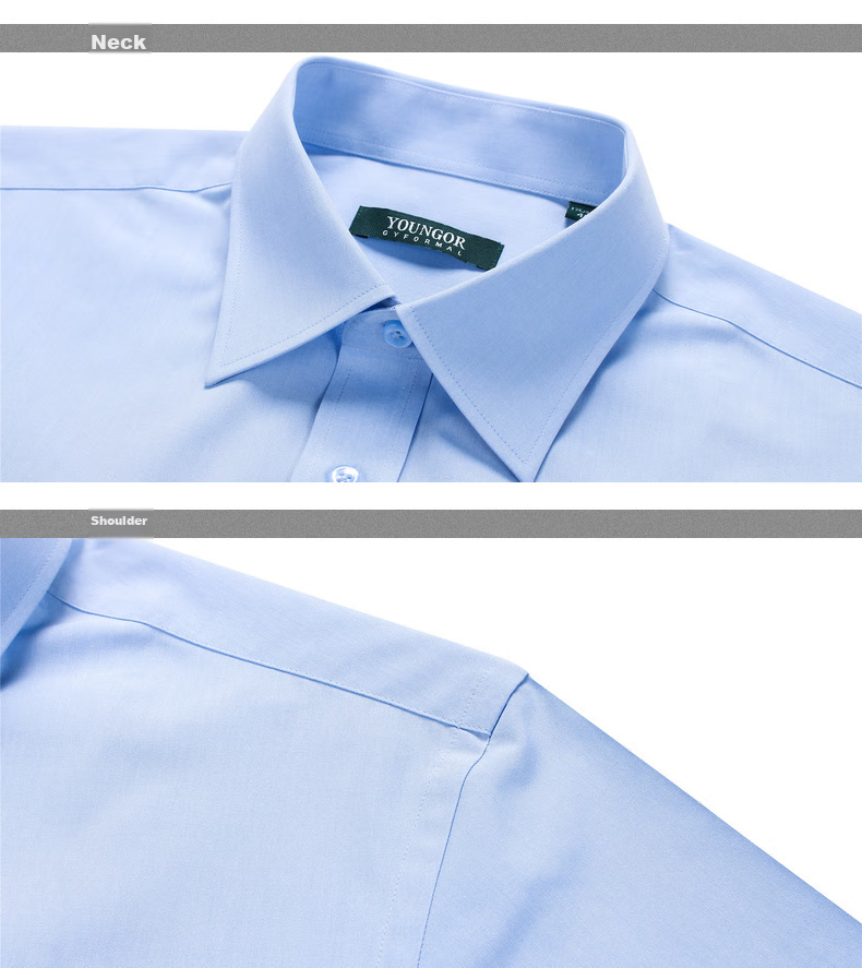 YOUNGOR [NP Wrinkle-Free] Spring/Summer 2026 New Casual Short-Sleeve Shirt for Young Men, Light Blue Plain, Size 38 12