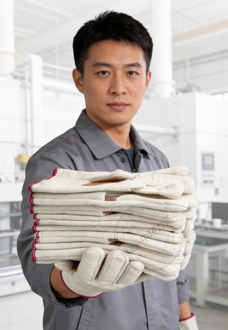Shunxuan Canvas Work Gloves Labor Protection Thickened Wear-Resistant Leather Palm Railway Gloves Welding Handling Construction Pipeline Maintenance SFB-H 5 Pairs Pack 5