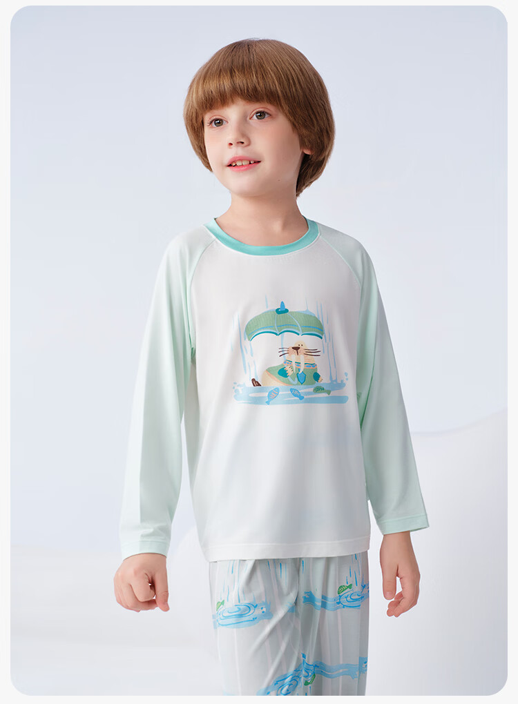 Ying's [Modal Acetate] Boys' Long Sleeve Children's Pajamas Homewear Spring Summer Sweat-Wicking Class A Youth 14