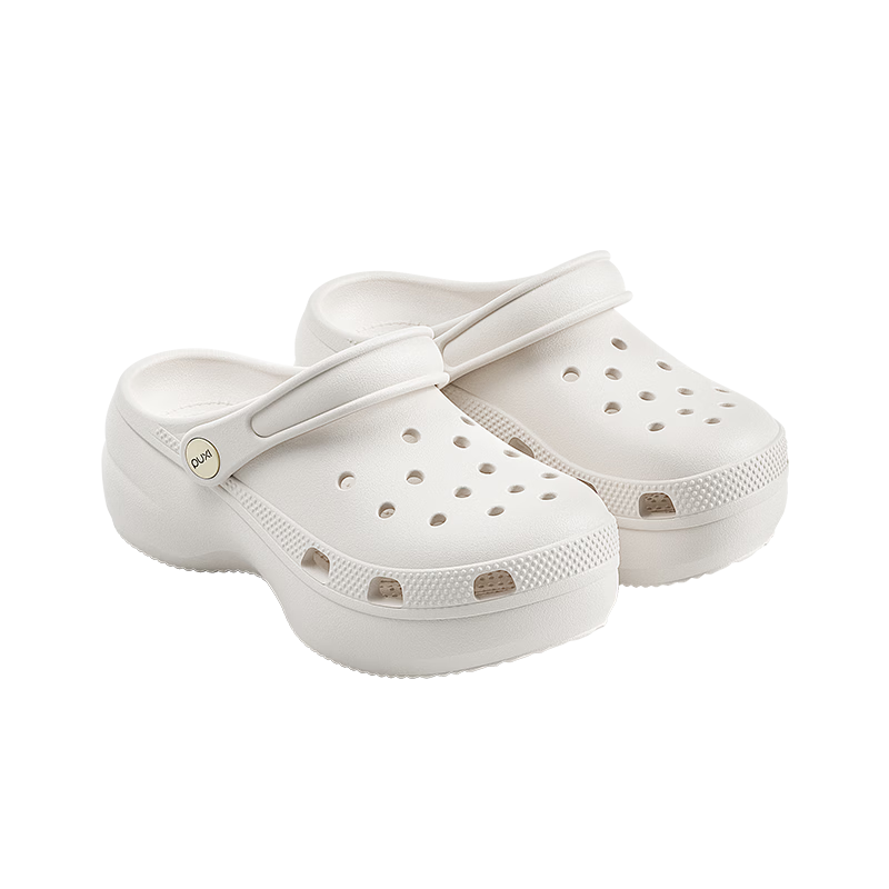 Puxiqinman Women's Summer Breathable Slip-On Hollow Sandals Non-Slip Thick Sole Height Increasing Closed-Toe Soft Beach Slippers