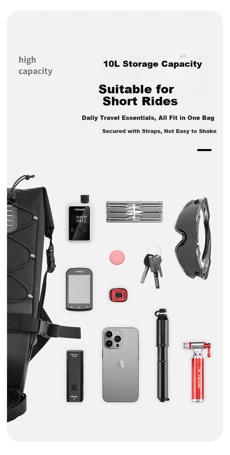 TOSUOD Road Bike Saddle Bag Large Capacity Waterproof Seat Pack for Long-Distance Cycling on Sichuan-Tibet Route Mountain Bike Tool Storage Bag 3