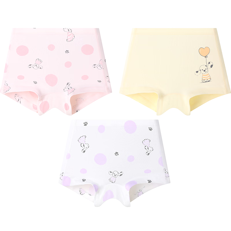 Jiusuiban 7A Antibacterial Children's Underwear Girls 50S Modal Thin Boxer Shorts Toddler Silk Crotch Cartoon Puppy Shorts