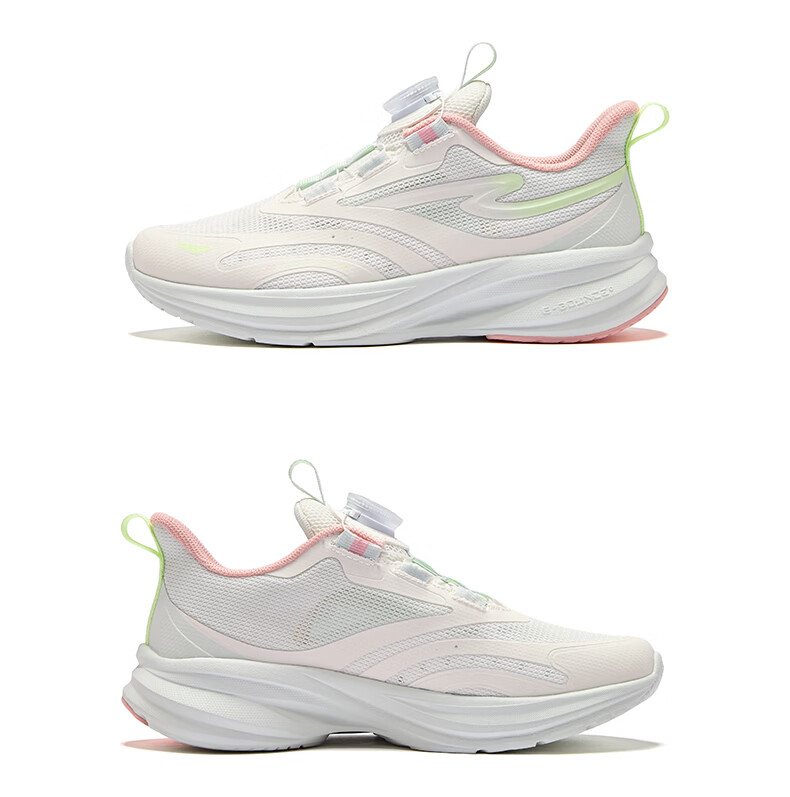 ERKE Kids Unisex Shock-Absorbing Sports Shoes Children's Dial Buckle Lightweight Running Shoes White/Summer Coconut Blue Size 36 52