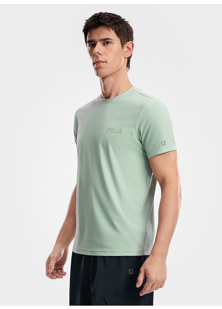 FILA Official Men's Short Sleeve T-Shirt 2026 Summer Cooling Breathable Round Neck Sun Protection Sports Top 30