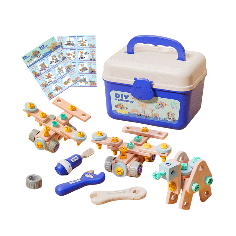 Kuangyeqishi Children's Toy Toolbox for Boys with Screwdriver, Nail Repair Kit, Electric Drill And Assembly Set for Ages 1-3 Birthday Gift