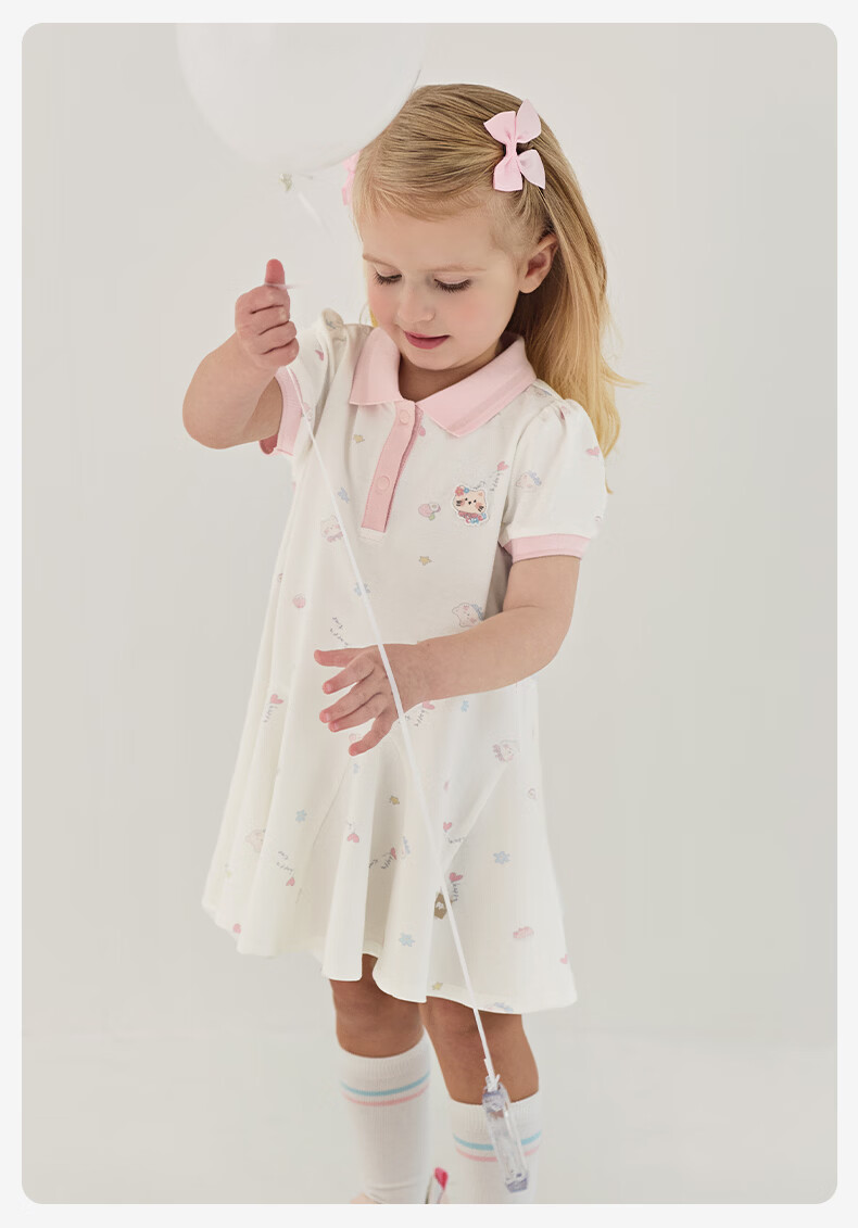 DAVE & BELLA Kids Knitted Polo Dress Girls' School Style Summer Dress Class A 9