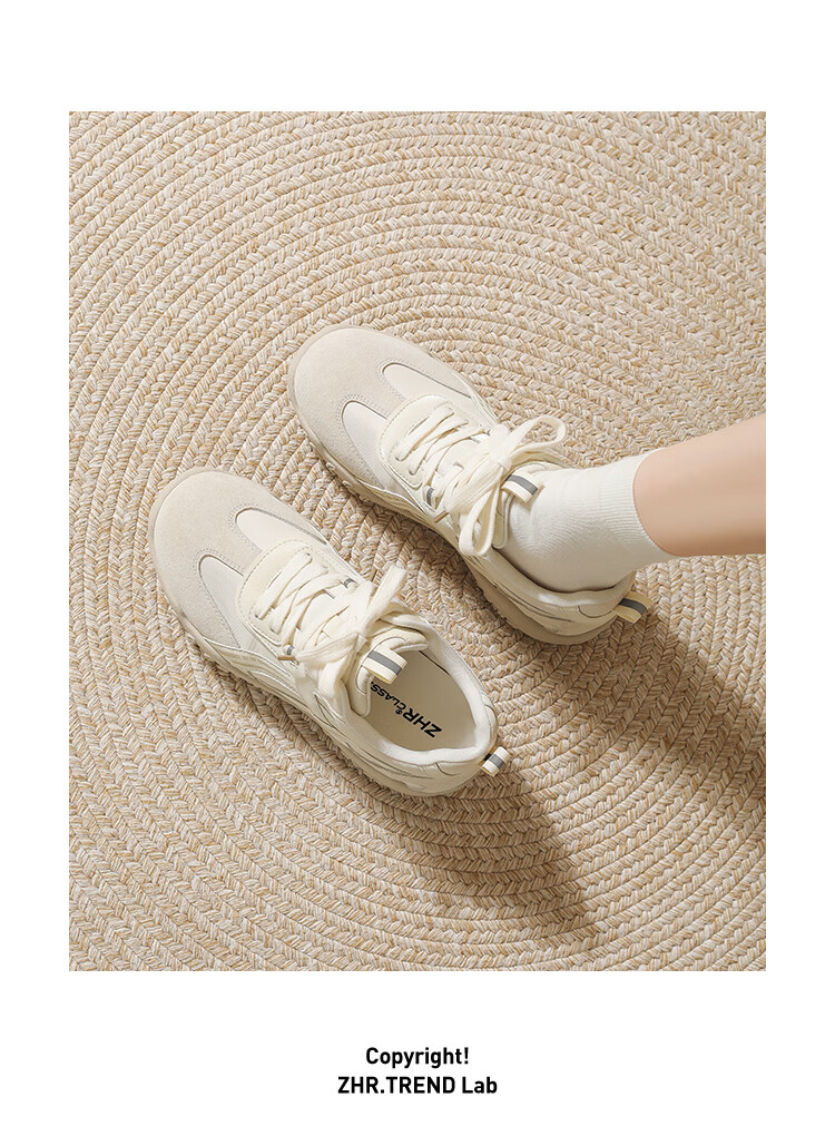 ZHR First Layer Pigskin Training Shoes Women 2026 New Height Increasing Sports Casual Shoes QS107 Beige Size 38 1