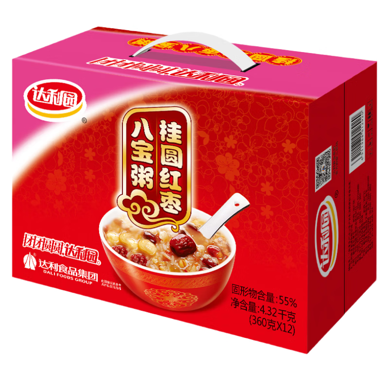 达利园桂圆红枣八宝粥送礼方便速食早餐粥即食罐头360g*12罐 整箱礼盒装