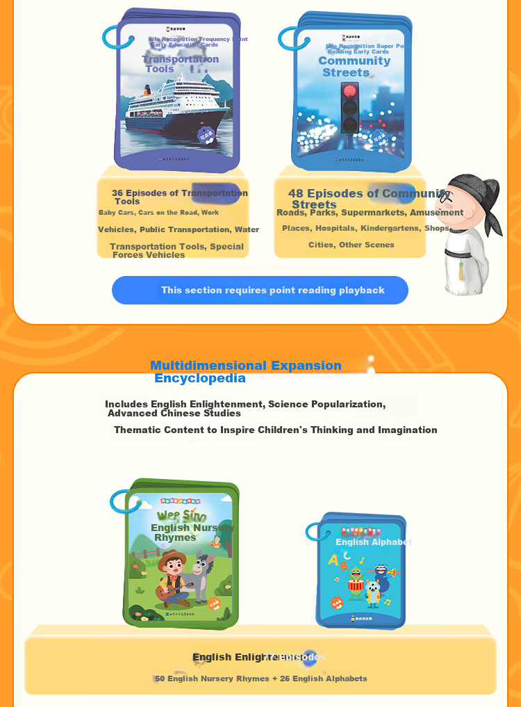 Kaishu Storytelling Multidimensional Cognitive Encyclopedia Set (Early Education Machine + 18 Card Sets) Toy for Boys and Girls New Year Birthday Gift 6