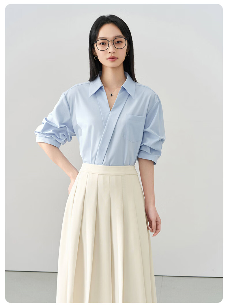 Jeanswest Women's Summer V-Neck French Style OL High-End Inner Wear Commuting Professional White Short Sleeve Shirt L 22