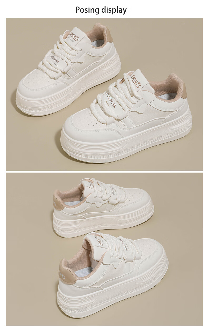 Cartelo Crocodile Women's White Sneakers Spring Fashion Simple Sports Casual Shoes Versatile Skate Shoes Beige 37 20