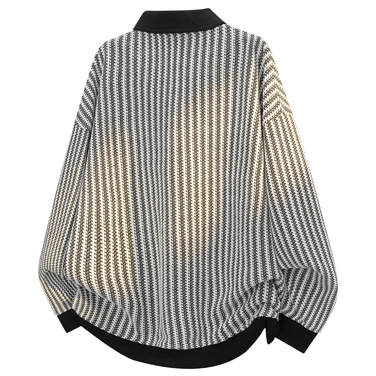 Dingfengbaoluo American Style Casual Lazy Hoodie Men Autumn Colorblock Herringbone Collar Long Sleeve Shirt XWH60 Black M