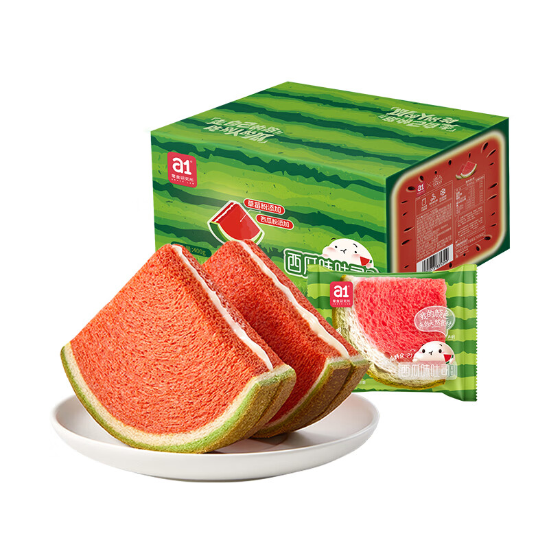 a1西瓜面包400g营养早餐休闲食品儿童解馋小零食吐司整箱礼盒学生