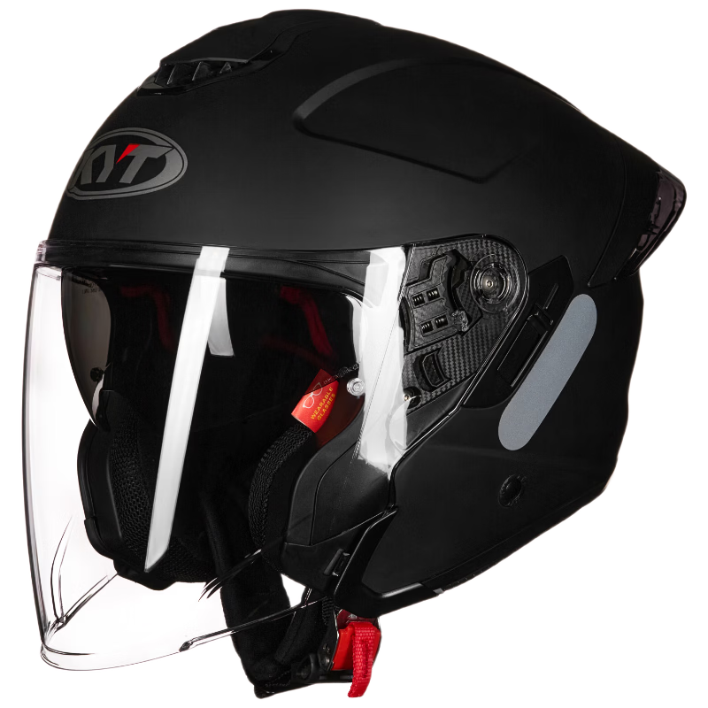 KYT RA-02 3/4 Retro Cruiser Motorcycle Helmet with Dual Visors, Matte Black, Size L