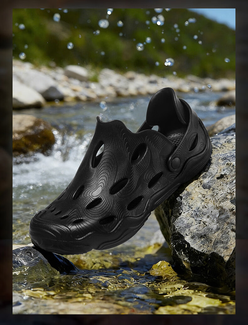 JD Jingzao Contour Hole Sandals Summer Slippers Unisex Non-Slip Outdoor Water Shoes Cement Gray Size 41 4
