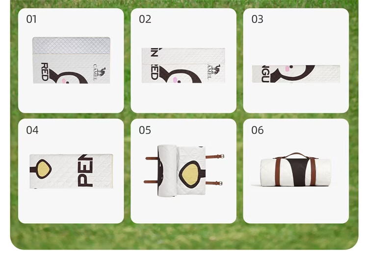CAMEL Panda Picnic Mat Thickened Tent Moisture-Proof Mat Ludo Children's Spring Outing Mat Off-White P644 Ground Sleeping Mat 12