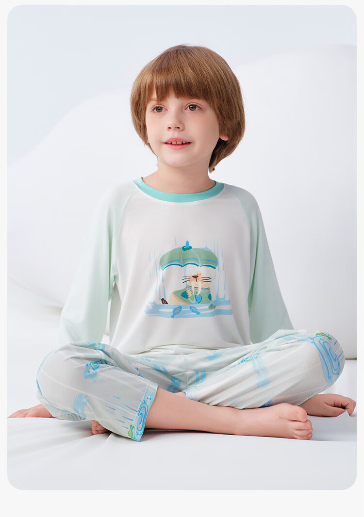 Ying's [Modal Acetate] Boys' Long Sleeve Children's Pajamas Homewear Spring Summer Sweat-Wicking Class A Youth 16