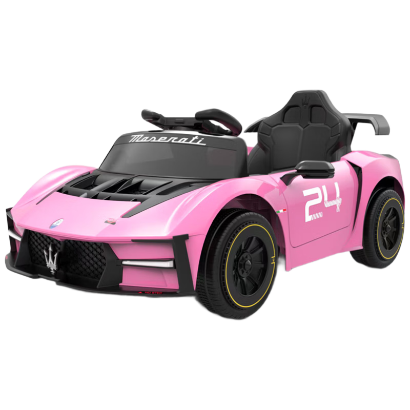BeRica Maserati Licensed Kids Electric Ride-On Car Remote Control Four-Wheel Toy Vehicle for Toddlers Pink