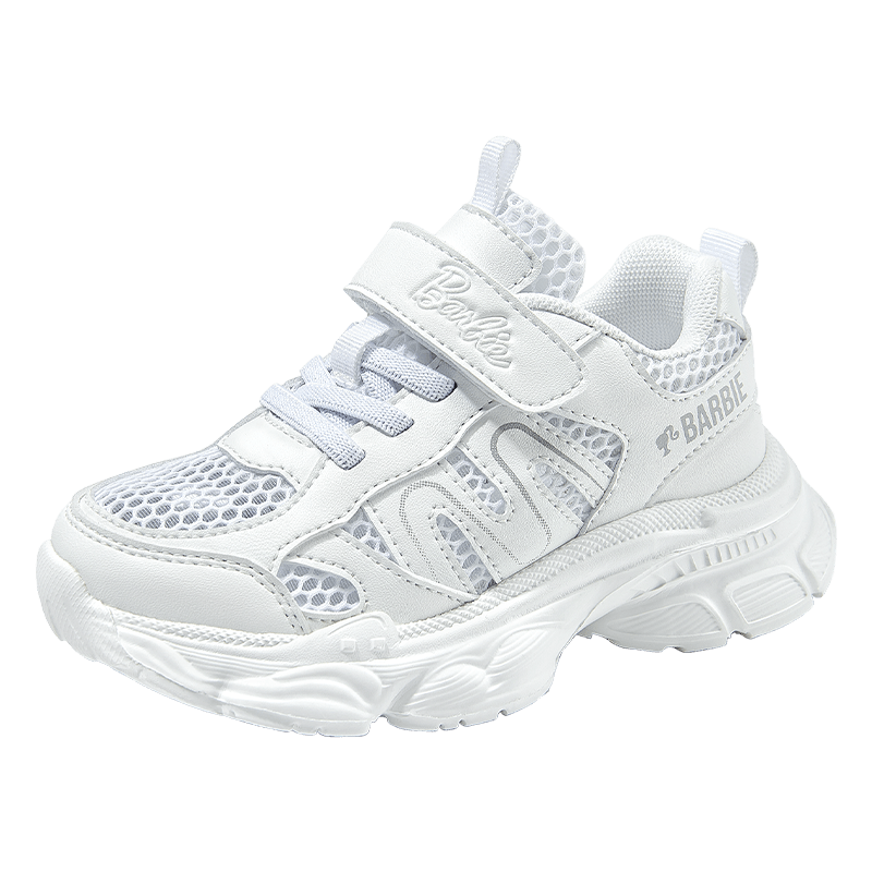 Barbie Girls' Summer Mesh Shoes, Breathable Dad Shoes, Student White Sneakers, Sports Shoes DA6702, White, Size 32
