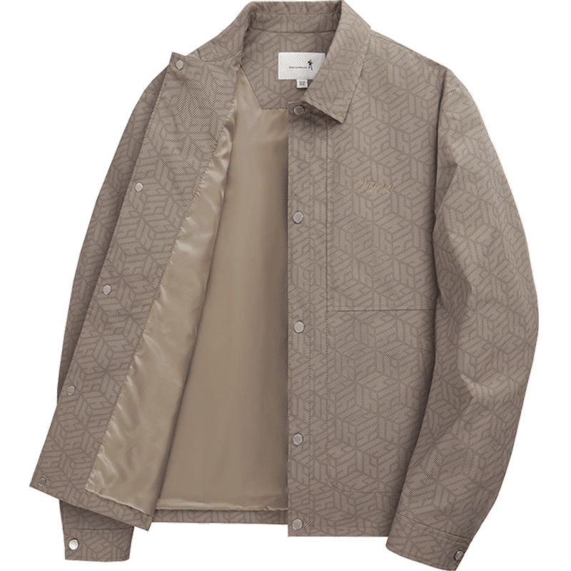Dancing with Wolves [Trendy Full Print] Commuter Workwear Men's High-End Easy-Care Jacket Versatile Coat 701 Khaki M