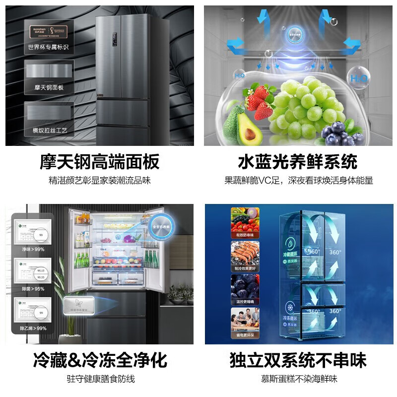 容声526升变频一级能效法式多门四门冰箱家用风冷无霜大容量BCD-526WD13MPA双循环