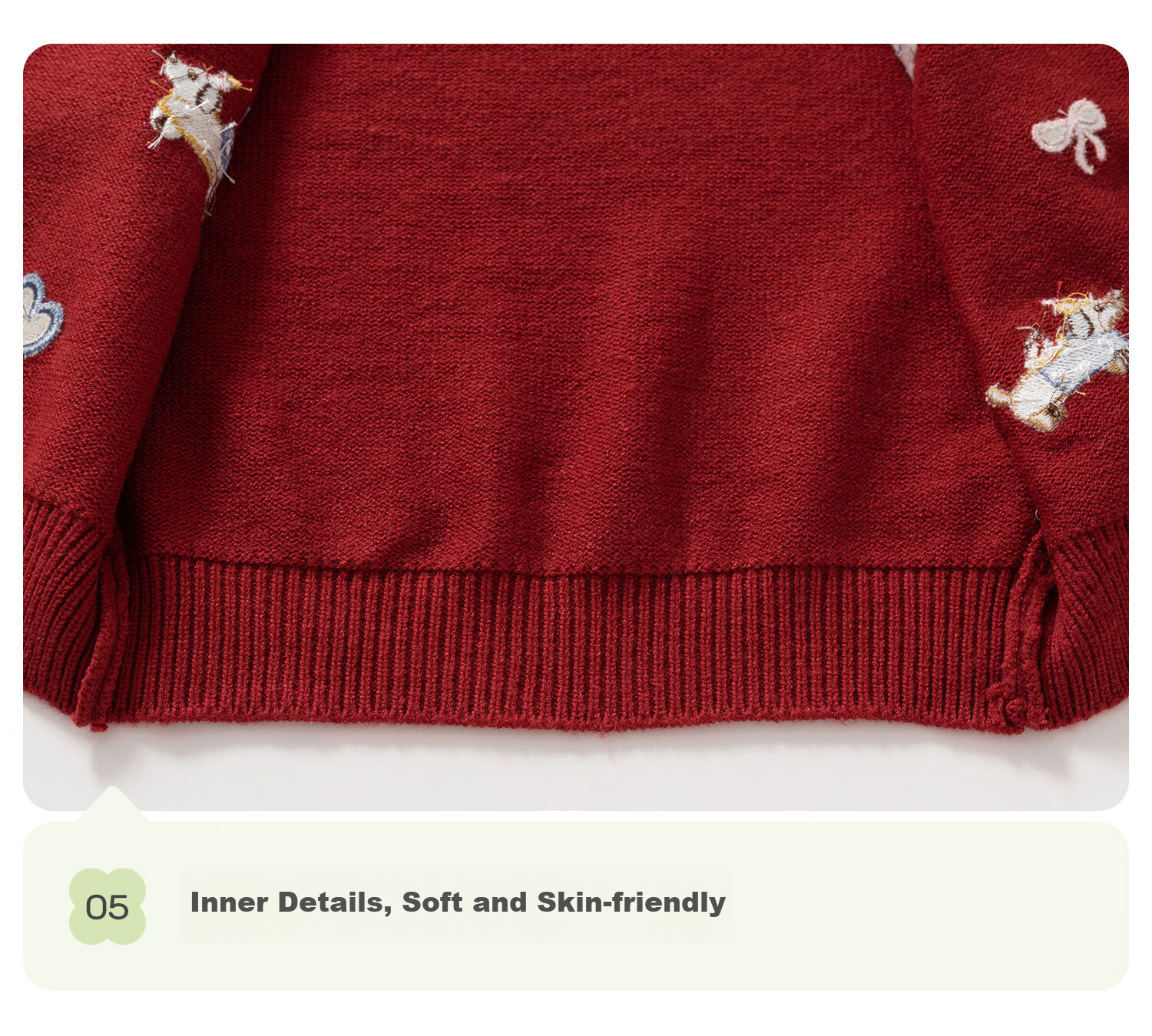 Banxidi Children's Sweater Spring and Autumn Girls' Cardigan Baby Knitwear Boys' Red Year Clothing Inner Layer Spring Jacket 7