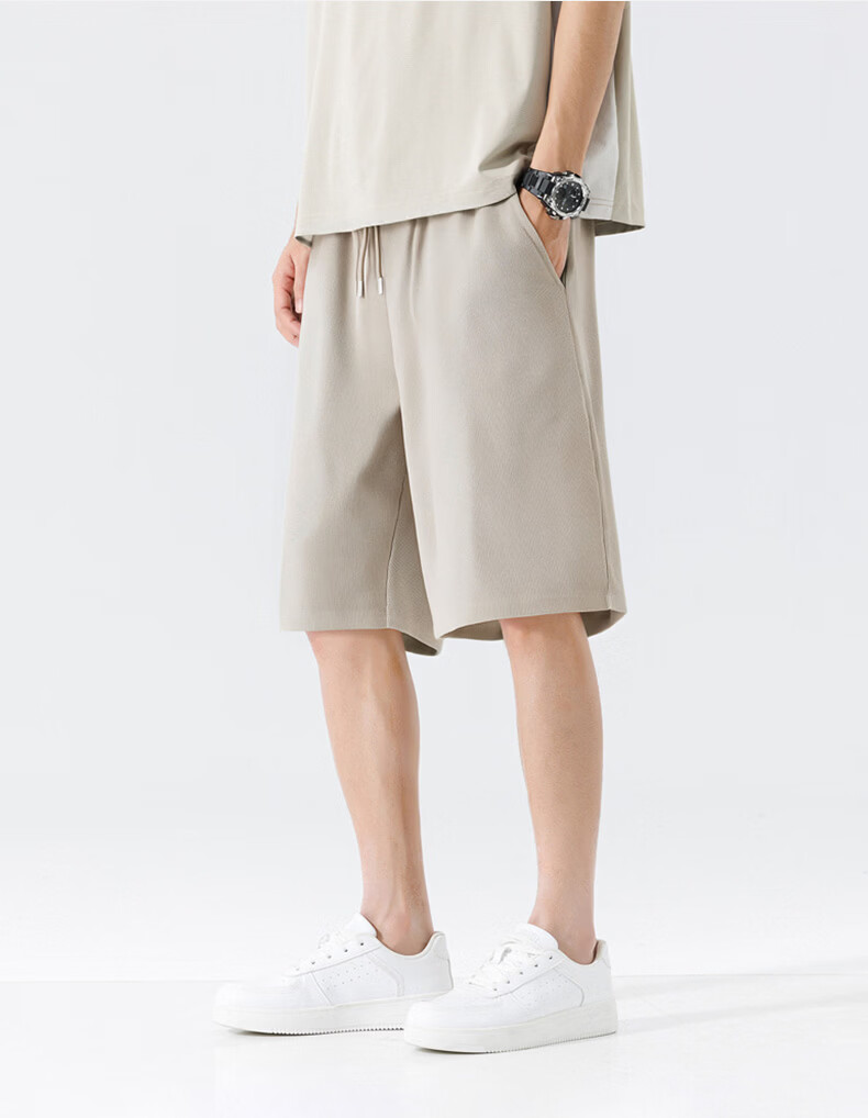 JEANSWEST LIFE 2026 Summer Waffle Texture Five-Point Shorts Tailored Loose Men's Versatile Beach Pants B 1