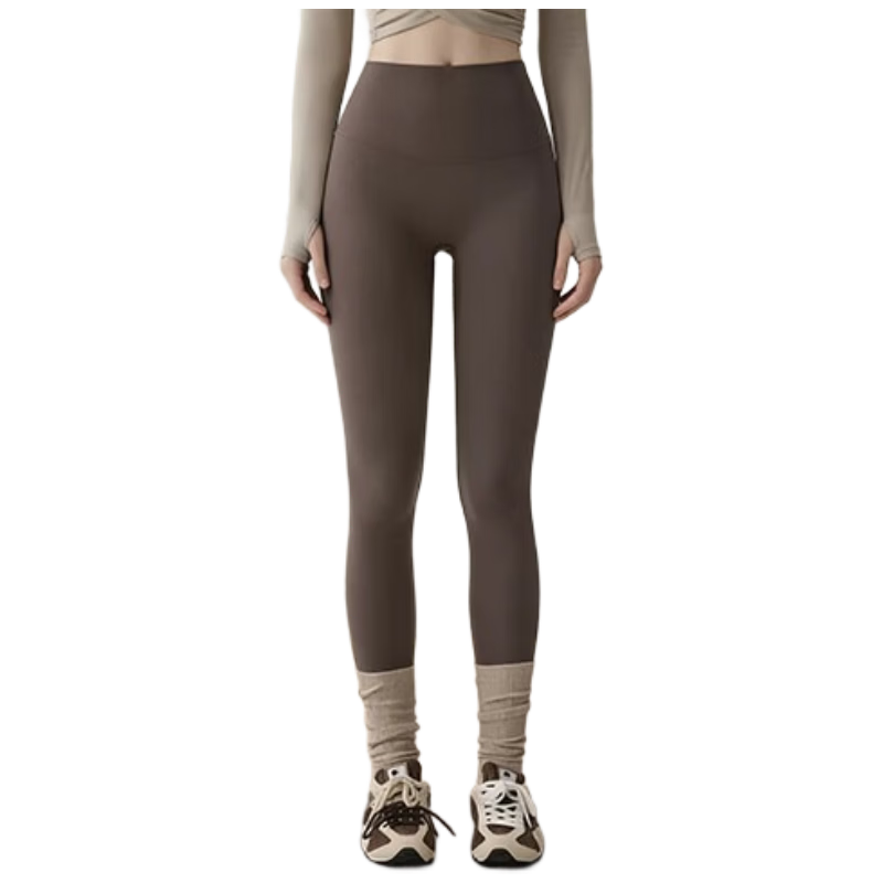 YouYou Seamless High-Waist Butt-Lifting Peach Hip Yoga Pants for Women, Khaki Brown, Size L