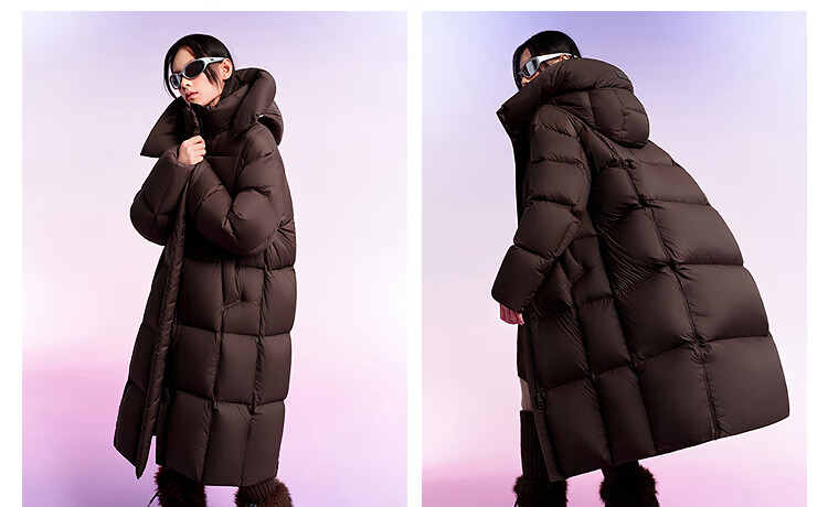 BOSIDENG Off-Season Women's Down Puff Jacket Winter 90% Down Thickened Detachable Hood Loose Extra Long Coat Mall Same Style 15
